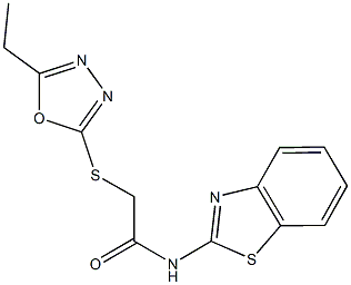 N-(1,3-benzothiazol-2-yl)-2-[(5-ethyl-1,3,4-oxadiazol-2-yl)sulfanyl]acetamide 结构式