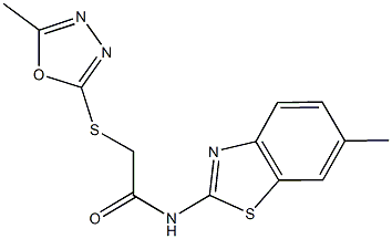 N-(6-methyl-1,3-benzothiazol-2-yl)-2-[(5-methyl-1,3,4-oxadiazol-2-yl)sulfanyl]acetamide Struktur