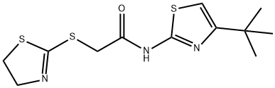 N-(4-tert-butyl-1,3-thiazol-2-yl)-2-(4,5-dihydro-1,3-thiazol-2-ylsulfanyl)acetamide 结构式