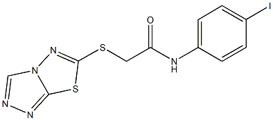 N-(4-iodophenyl)-2-([1,2,4]triazolo[3,4-b][1,3,4]thiadiazol-6-ylsulfanyl)acetamide 化学構造式