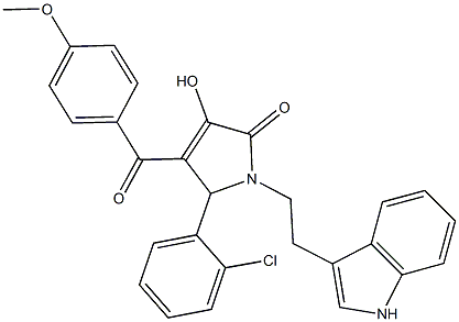 5-(2-chlorophenyl)-3-hydroxy-1-[2-(1H-indol-3-yl)ethyl]-4-(4-methoxybenzoyl)-1,5-dihydro-2H-pyrrol-2-one,825610-86-4,结构式