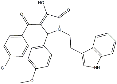 4-(4-chlorobenzoyl)-3-hydroxy-1-[2-(1H-indol-3-yl)ethyl]-5-(4-methoxyphenyl)-1,5-dihydro-2H-pyrrol-2-one Struktur
