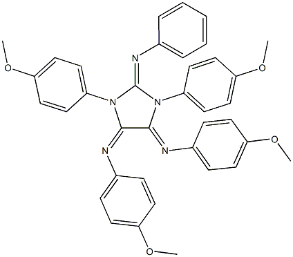 N-[1,3-bis(4-methoxyphenyl)-5-[(4-methoxyphenyl)imino]-2-(phenylimino)imidazolidin-4-ylidene]-4-methoxyaniline Struktur
