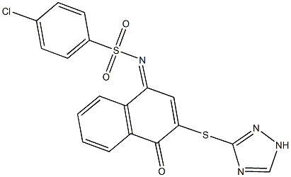 4-chloro-N-(4-oxo-3-(1H-1,2,4-triazol-3-ylsulfanyl)-1(4H)-naphthalenylidene)benzenesulfonamide 结构式