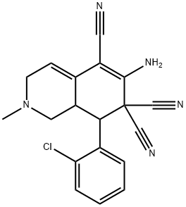 6-amino-8-(2-chlorophenyl)-2-methyl-2,3,8,8a-tetrahydro-5,7,7(1H)-isoquinolinetricarbonitrile 化学構造式