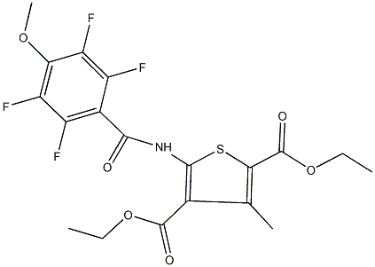 diethyl 3-methyl-5-[(2,3,5,6-tetrafluoro-4-methoxybenzoyl)amino]-2,4-thiophenedicarboxylate 化学構造式