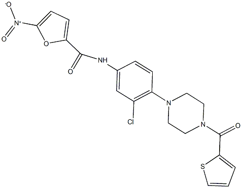 N-{3-chloro-4-[4-(2-thienylcarbonyl)-1-piperazinyl]phenyl}-5-nitro-2-furamide,832109-11-2,结构式