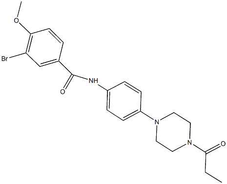 3-bromo-4-methoxy-N-[4-(4-propionyl-1-piperazinyl)phenyl]benzamide Structure