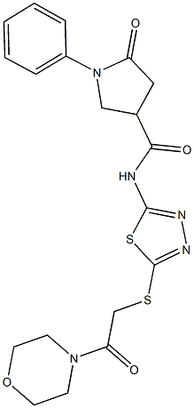 N-(5-{[2-(4-morpholinyl)-2-oxoethyl]sulfanyl}-1,3,4-thiadiazol-2-yl)-5-oxo-1-phenyl-3-pyrrolidinecarboxamide Structure