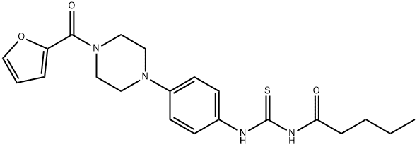 N-{4-[4-(2-furoyl)-1-piperazinyl]phenyl}-N'-pentanoylthiourea Struktur