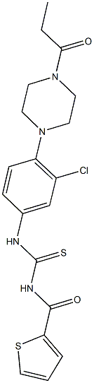 N-[3-chloro-4-(4-propionyl-1-piperazinyl)phenyl]-N'-(2-thienylcarbonyl)thiourea Structure