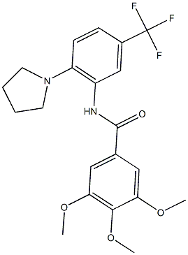 3,4,5-trimethoxy-N-[2-(1-pyrrolidinyl)-5-(trifluoromethyl)phenyl]benzamide 化学構造式