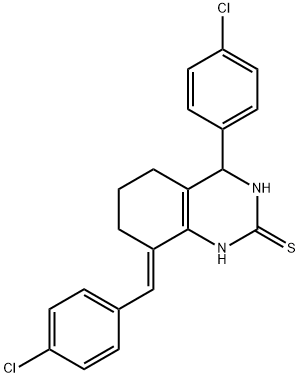 8-(4-chlorobenzylidene)-4-(4-chlorophenyl)-3,4,5,6,7,8-hexahydro-2(1H)-quinazolinethione 化学構造式