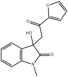 3-[2-(2-furyl)-2-oxoethyl]-3-hydroxy-1-methyl-1,3-dihydro-2H-indol-2-one 化学構造式