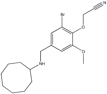 {2-bromo-4-[(cyclooctylamino)methyl]-6-methoxyphenoxy}acetonitrile 化学構造式