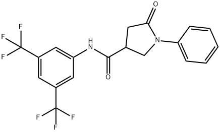 N-[3,5-bis(trifluoromethyl)phenyl]-5-oxo-1-phenyl-3-pyrrolidinecarboxamide 化学構造式