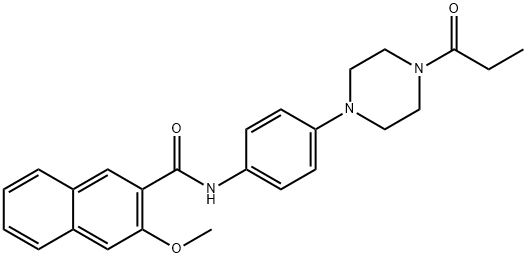 3-methoxy-N-[4-(4-propionyl-1-piperazinyl)phenyl]-2-naphthamide 化学構造式