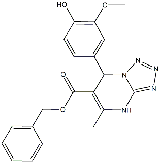 benzyl 7-(4-hydroxy-3-methoxyphenyl)-5-methyl-4,7-dihydrotetraazolo[1,5-a]pyrimidine-6-carboxylate 化学構造式