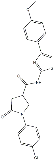 1-(4-chlorophenyl)-N-[4-(4-methoxyphenyl)-1,3-thiazol-2-yl]-5-oxo-3-pyrrolidinecarboxamide 结构式