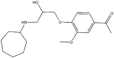 1-{4-[3-(cycloheptylamino)-2-hydroxypropoxy]-3-methoxyphenyl}ethanone 化学構造式