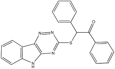 1,2-diphenyl-2-(5H-[1,2,4]triazino[5,6-b]indol-3-ylsulfanyl)ethanone 结构式