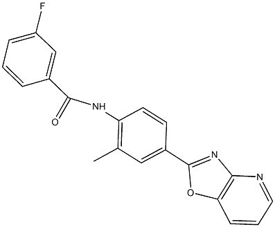 3-fluoro-N-(2-methyl-4-[1,3]oxazolo[4,5-b]pyridin-2-ylphenyl)benzamide Struktur