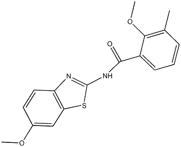 2-methoxy-N-(6-methoxy-1,3-benzothiazol-2-yl)-3-methylbenzamide Structure