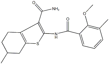 2-[(2-methoxy-3-methylbenzoyl)amino]-6-methyl-4,5,6,7-tetrahydro-1-benzothiophene-3-carboxamide 化学構造式