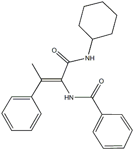 N-{1-[(cyclohexylamino)carbonyl]-2-phenyl-1-propenyl}benzamide Struktur