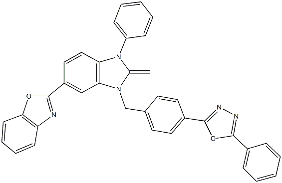 2-{2-methylene-1-phenyl-3-[4-(5-phenyl-1,3,4-oxadiazol-2-yl)benzyl]-2,3-dihydro-1H-benzimidazol-5-yl}-1,3-benzoxazole Structure