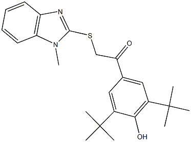 1-(3,5-ditert-butyl-4-hydroxyphenyl)-2-[(1-methyl-1H-benzimidazol-2-yl)sulfanyl]ethanone Struktur