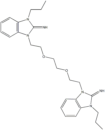 1-(2-{2-[2-(2-imino-3-propyl-2,3-dihydro-1H-benzimidazol-1-yl)ethoxy]ethoxy}ethyl)-3-propyl-1,3-dihydro-2H-benzimidazol-2-imine Struktur