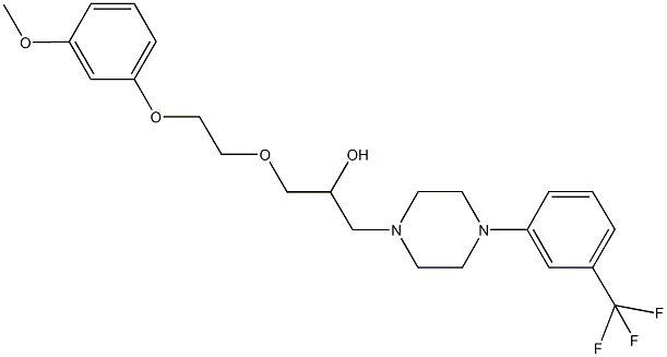 1-[2-(3-methoxyphenoxy)ethoxy]-3-{4-[3-(trifluoromethyl)phenyl]-1-piperazinyl}-2-propanol 化学構造式