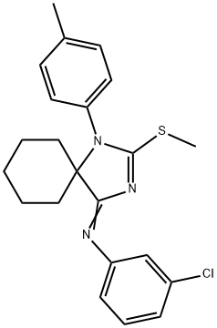 N-(3-chlorophenyl)-N-[1-(4-methylphenyl)-2-(methylsulfanyl)-1,3-diazaspiro[4.5]dec-2-en-4-ylidene]amine Structure