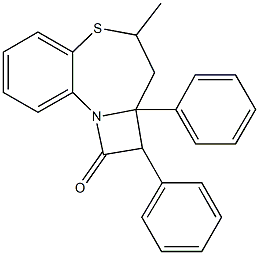 4-methyl-2,2a-diphenyl-2,2a,3,4-tetrahydro-1H-azeto[2,1-d][1,5]benzothiazepin-1-one Struktur