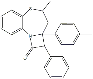 4-methyl-2a-(4-methylphenyl)-2-phenyl-2,2a,3,4-tetrahydro-1H-azeto[2,1-d][1,5]benzothiazepin-1-one Structure