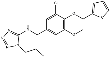 N-[3-chloro-5-methoxy-4-(2-thienylmethoxy)benzyl]-N-(1-propyl-1H-tetraazol-5-yl)amine,847467-85-0,结构式