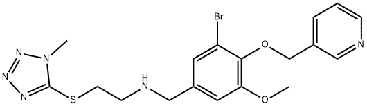 N-[3-bromo-5-methoxy-4-(3-pyridinylmethoxy)benzyl]-N-{2-[(1-methyl-1H-tetraazol-5-yl)sulfanyl]ethyl}amine 结构式