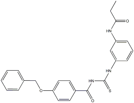 N-{3-[({[4-(benzyloxy)benzoyl]amino}carbothioyl)amino]phenyl}propanamide 结构式