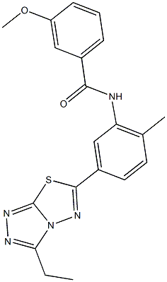 N-[5-(3-ethyl[1,2,4]triazolo[3,4-b][1,3,4]thiadiazol-6-yl)-2-methylphenyl]-3-methoxybenzamide 结构式