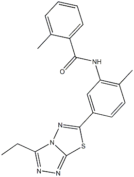 N-[5-(3-ethyl[1,2,4]triazolo[3,4-b][1,3,4]thiadiazol-6-yl)-2-methylphenyl]-2-methylbenzamide 化学構造式