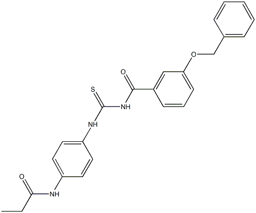 N-{4-[({[3-(benzyloxy)benzoyl]amino}carbothioyl)amino]phenyl}propanamide Structure