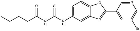 N-[2-(5-bromo-3-pyridinyl)-1,3-benzoxazol-5-yl]-N'-pentanoylthiourea 结构式