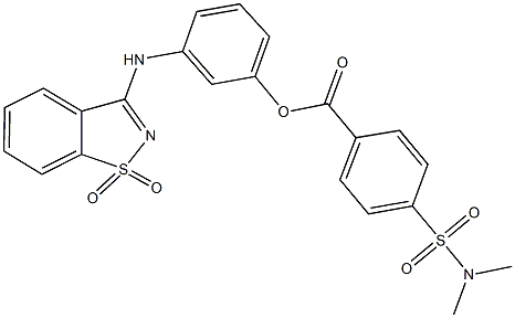 3-[(1,1-dioxido-1,2-benzisothiazol-3-yl)amino]phenyl 4-[(dimethylamino)sulfonyl]benzoate 化学構造式