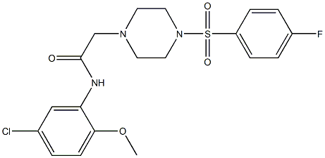N-(5-chloro-2-methoxyphenyl)-2-{4-[(4-fluorophenyl)sulfonyl]-1-piperazinyl}acetamide 化学構造式