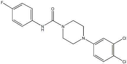4-(3,4-dichlorophenyl)-N-(4-fluorophenyl)-1-piperazinecarboxamide 化学構造式