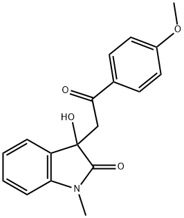 3-hydroxy-3-[2-(4-methoxyphenyl)-2-oxoethyl]-1-methyl-1,3-dihydro-2H-indol-2-one,851-02-5,结构式