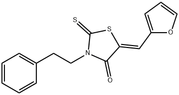 5-(2-furylmethylene)-3-(2-phenylethyl)-2-thioxo-1,3-thiazolidin-4-one 化学構造式