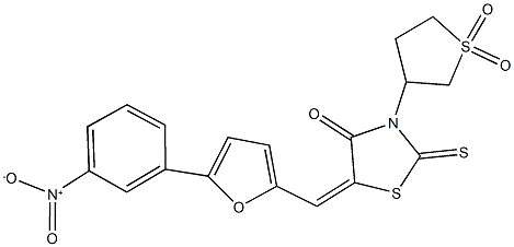 3-(1,1-dioxidotetrahydro-3-thienyl)-5-[(5-{3-nitrophenyl}-2-furyl)methylene]-2-thioxo-1,3-thiazolidin-4-one,851303-42-9,结构式