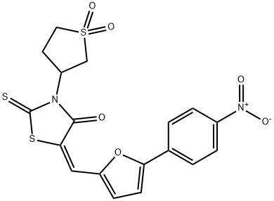 3-(1,1-dioxidotetrahydro-3-thienyl)-5-[(5-{4-nitrophenyl}-2-furyl)methylene]-2-thioxo-1,3-thiazolidin-4-one Struktur